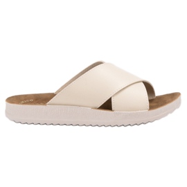 SHELOVET Chinelos de couro ecológico marrom