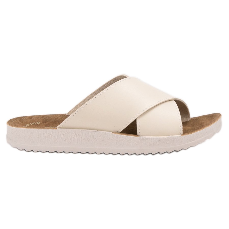 SHELOVET Chinelos de couro ecológico castanho