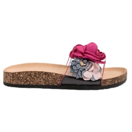 Super Me Chinelos com flores roxo multicolorido