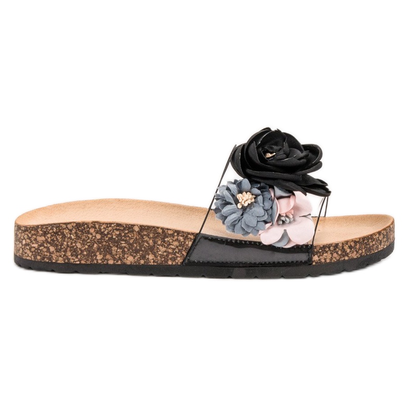 Super Me Chinelos com flores preto multicolorido