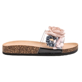 Super Me Chinelos com flores marrom multicolorido