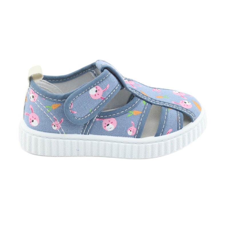 Calçado infantil American Club com velcro azul TEN 32/19 branco rosa