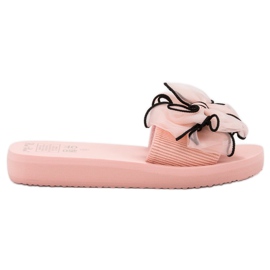 Best Shoes Chinelos de espuma com laço rosa