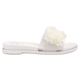 Anesia Paris Chinelos de borracha com flores branco