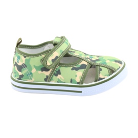 Calçado infantil American Club com velcro verde camuflado TEN 27/19 marrom cinza