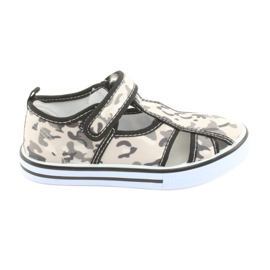 Calçados infantis American Club com palmilha de couro velcro branco marrom preto cinza