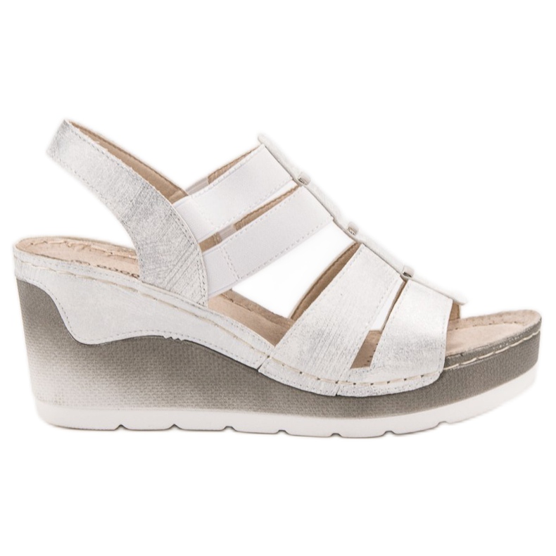 Goodin Sandálias de cunha confortáveis branco cinza