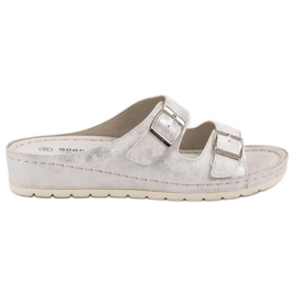 Goodin Chinelos com fivela branco cinza Goodin Chinelos com fivela branco cinza