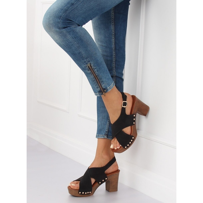 Black Sandals ala tamancos preto D-131 Black II-GAT