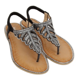 Chinelos pretos com pedras ZY172 preto