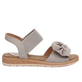Sandálias femininas cinza com laço F3055 cinza Sandálias femininas cinza com laço F3055 cinza