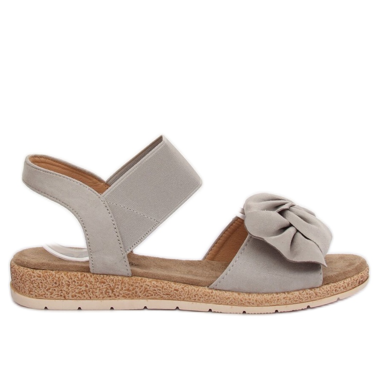 Sandálias femininas cinza com laço F3055 cinza