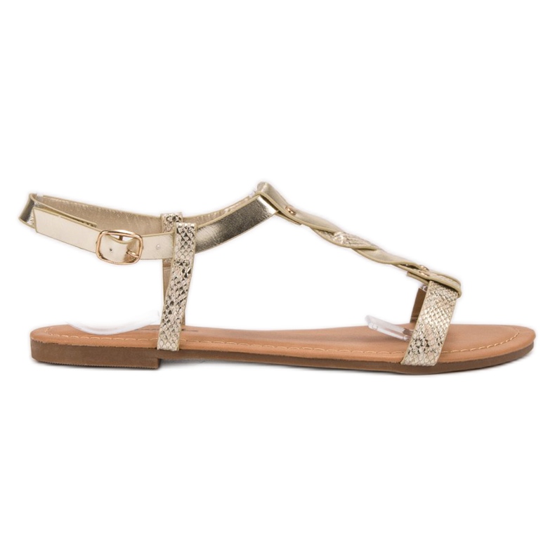 Mannika Golden Flat Sandals dourado