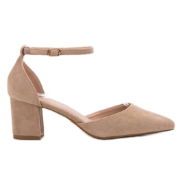Small Swan Bombas presas com fivela bege