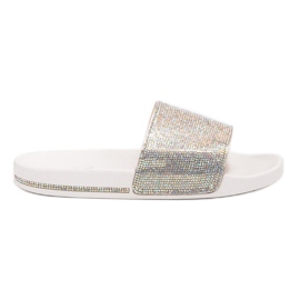 Sweet Shoes Chinelos com cristais branco cinza Sweet Shoes Chinelos com cristais branco cinza