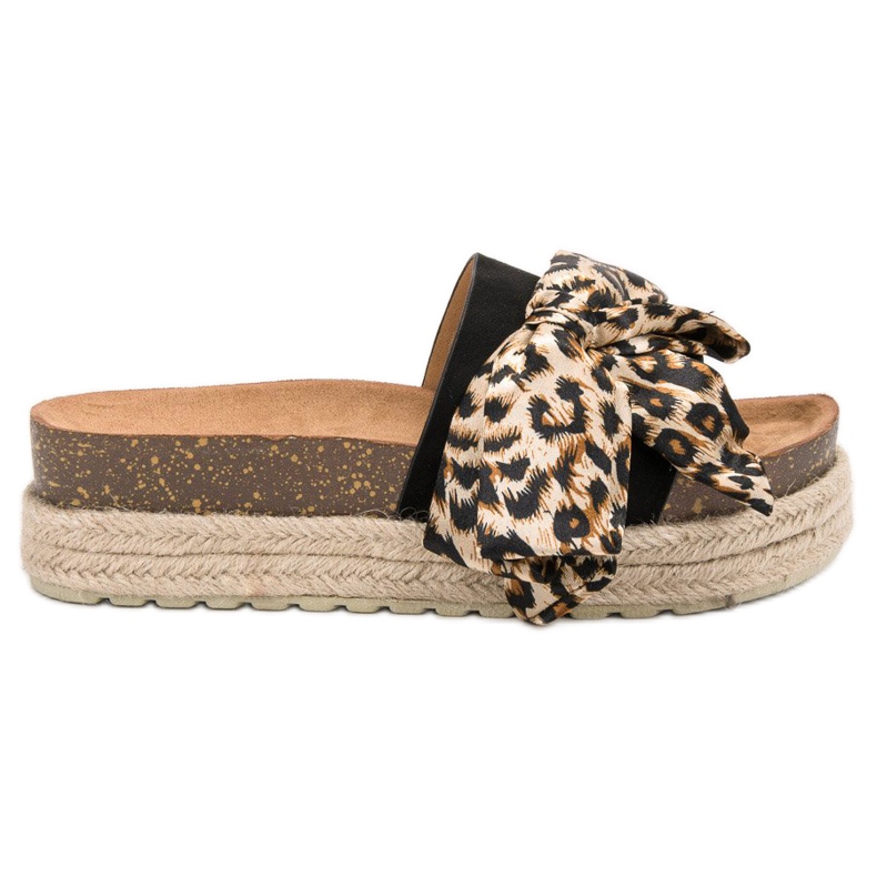 Vices Chinelos elegantes com estampa de animais preto