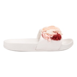 Anesia Paris Chinelos brancos com flores