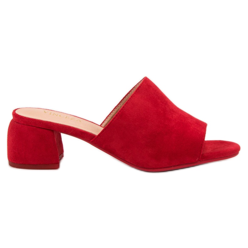 Chinelos de camurça no VINCEZA Post vermelho