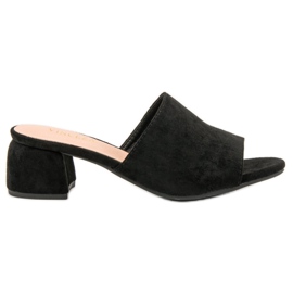 Chinelos de camurça no VINCEZA Post preto