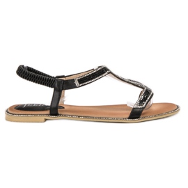 SHELOVET Sandálias decoradas com elástico preto SHELOVET Sandálias decoradas com elástico preto