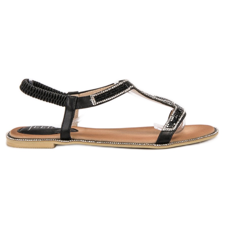 SHELOVET Sandálias decoradas com elástico preto