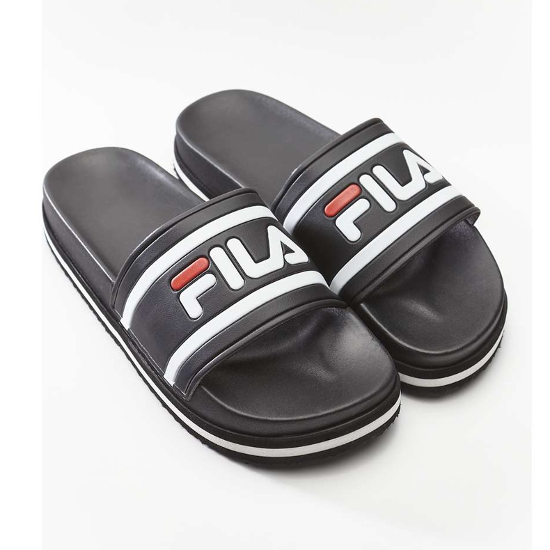 Fila Listra preta de Moro Bay Zeppa Wmn 11W branco preto