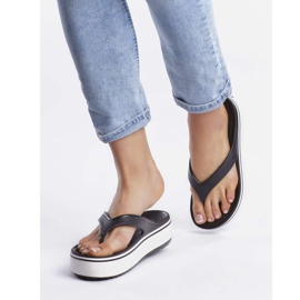Crocs Plataforma Crocband Flip 066 Black White multicolorido