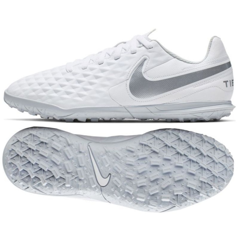 Chuteira Nike Tiempo Legend 8 Club Tf Jr AT5883-100 multicolorido branco