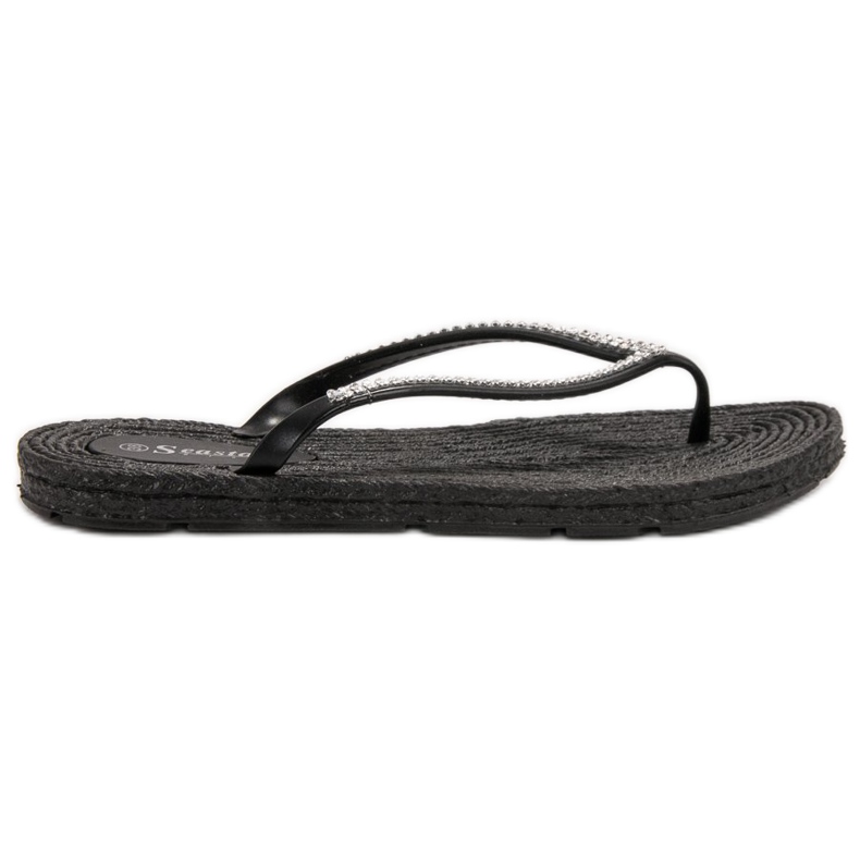 Seastar Chinelos com zircônia cúbica preto