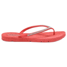 Seastar vermelho Flip-flops com zircões