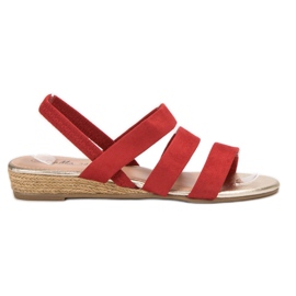 Fama Sandálias de camurça com elástico vermelho Fama Sandálias de camurça com elástico vermelho
