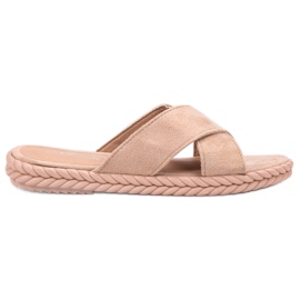 SHELOVET Chinelos de camurça marrom