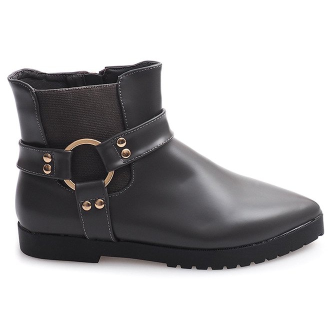 Botas quentes elegantes com fivela cinza HW14