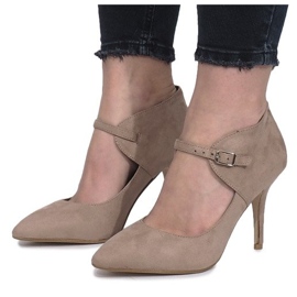 Botas cáqui com salto Thérèse bege