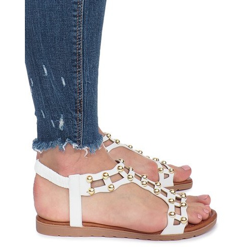 Sandálias rasteiras brancas de verão branco