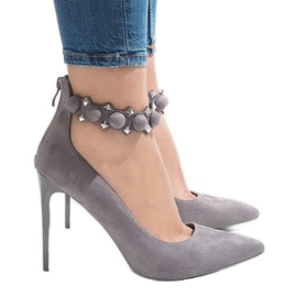 Sandálias cinza de salto alto LE033P