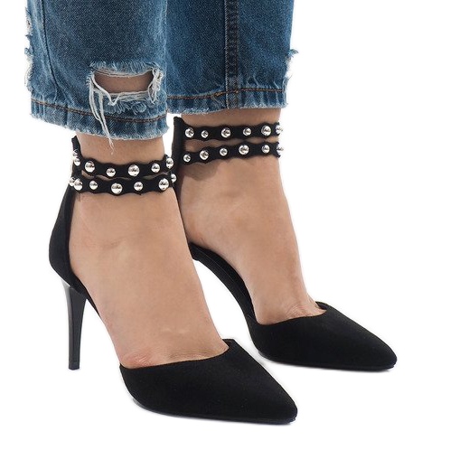 Sandálias pretas de salto alto B-51 preto