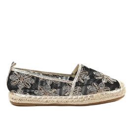 Espadrilles openwork preto com flores 68-118
