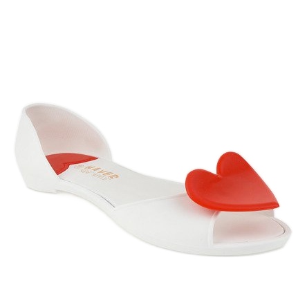 Bailarinas de borracha de melissa branca com um coração KM121-15 branco Bailarinas de borracha de melissa branca com um coração KM121-15 branco