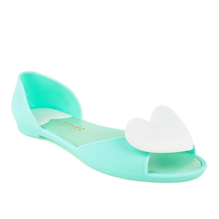 Bailarinas de borracha meliski verdes com coração KM121-14
