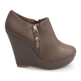 Botas de cunha com zíper S-210 Khaki verde