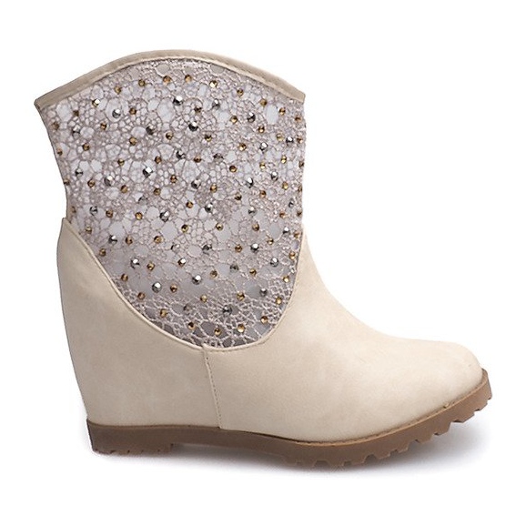 Botas de cunha Openwork 7010 -16 Beige bege