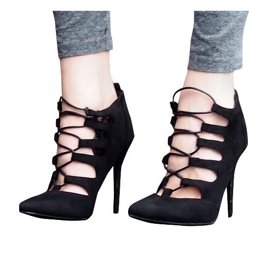 Sandálias de cano alto camurça 11033-1A Preta preto