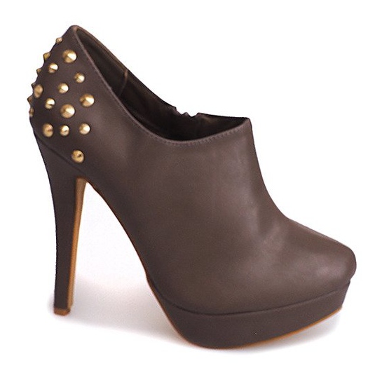 Botas elegantes de salto alto 8860P Khaki cáqui