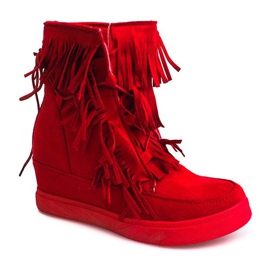 Tênis Cunha Com Franjas Boho 881-2 Vermelho