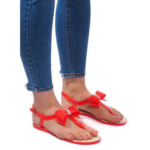 Sandálias Decoradas com Arco Vermelho 911