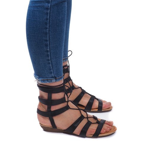 Gladiator Roman Sandals 8515 Black preto