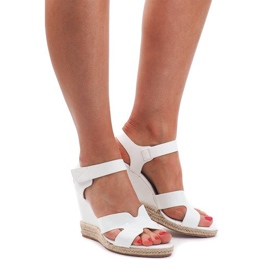 Sandálias de cunha 5H5670 brancas castanho Sandálias de cunha 5H5670 brancas castanho