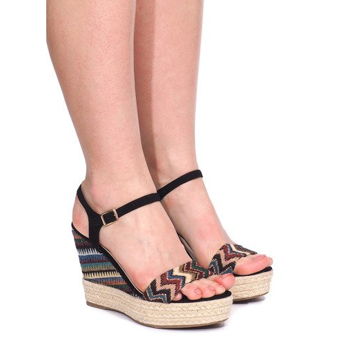 Sandálias de cunha 100-540 pretas preto