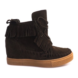 Tênis Cunha Com Franjas Boho F3 Verde Tênis Cunha Com Franjas Boho F3 Verde